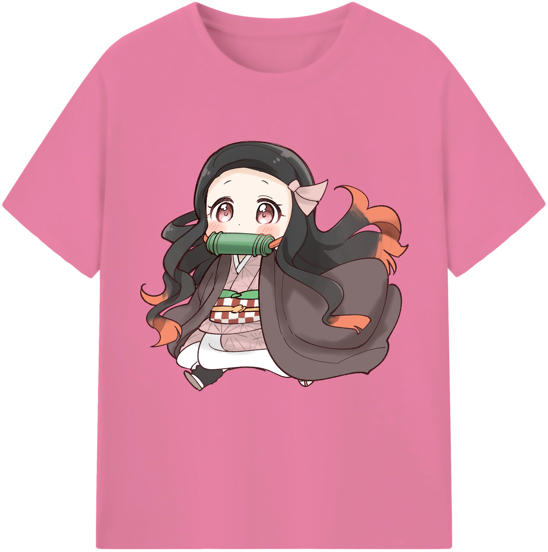 （画像用） 鬼滅の刃（きめつのやいば）竈門 禰󠄀豆子／かまど ねずこ Kamado Nezuko 綿100％半袖Tシャツ（フロントプリント）